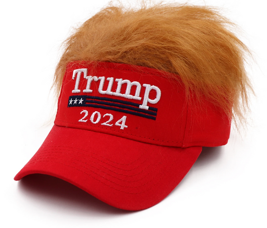 Red Trump Visor With Hair